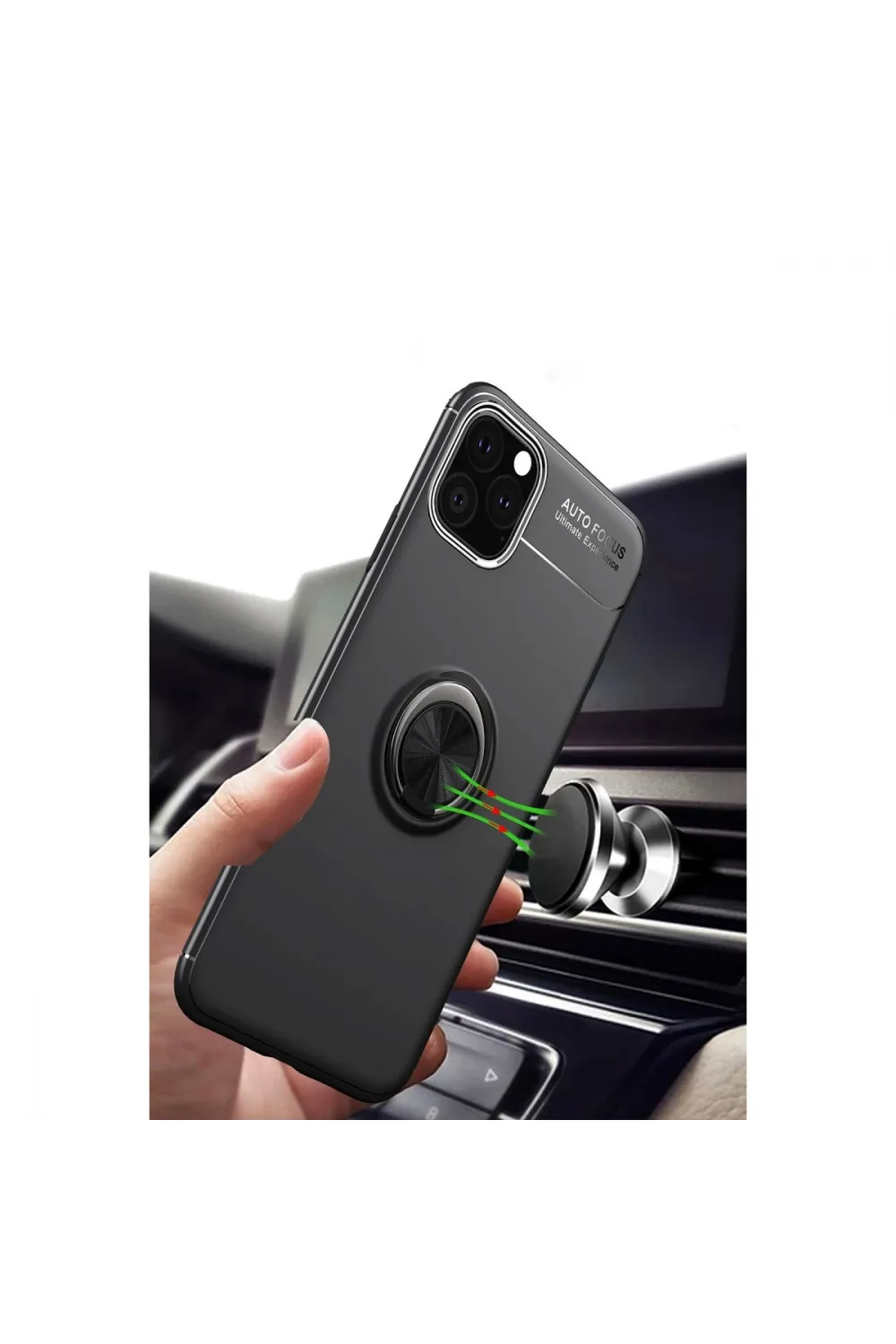 Apple İphone 11 Pro Max Kılıf Range Yüzüklü Silikon - Siyah