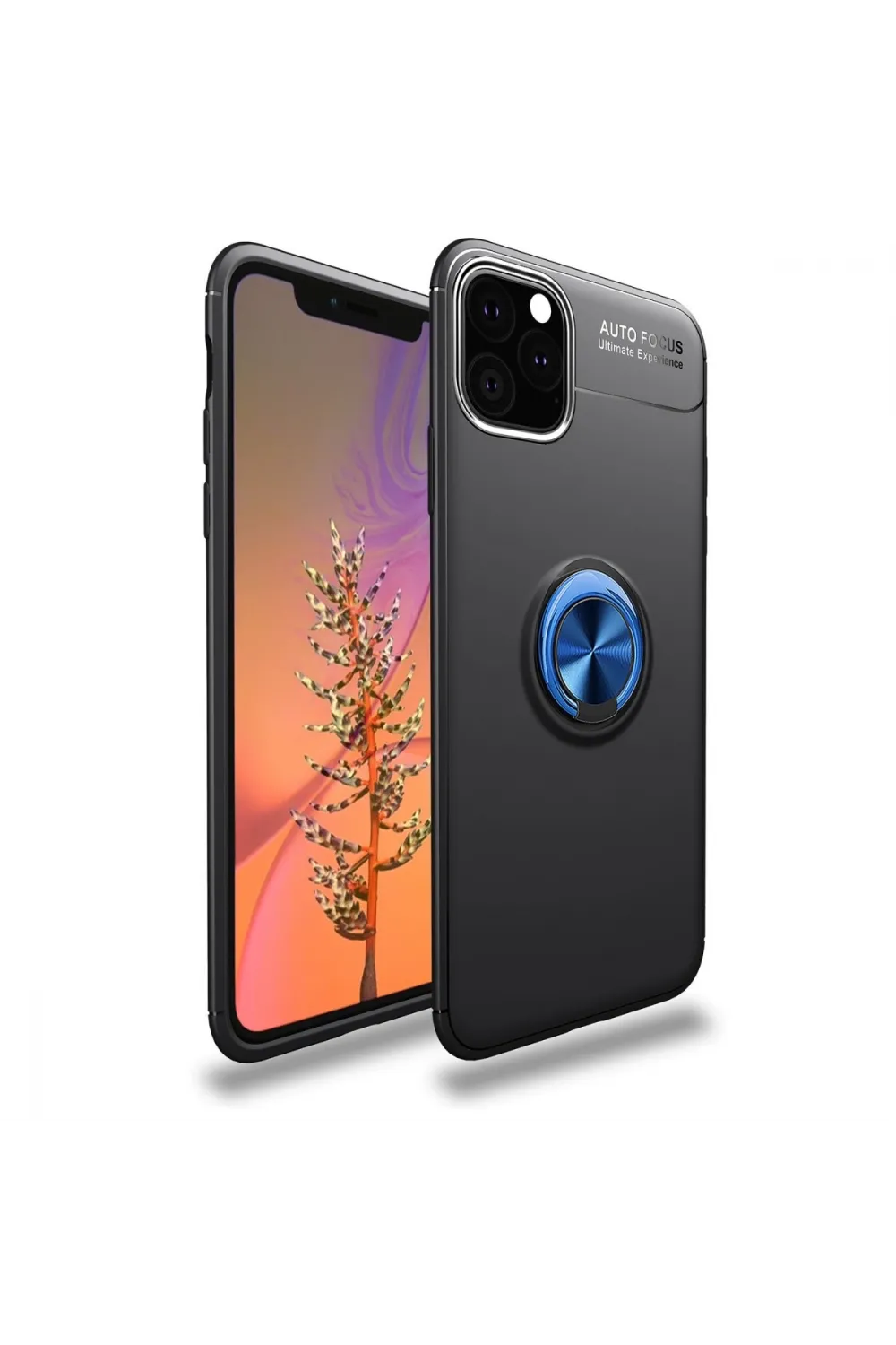 Apple İphone 11 Pro Max Kılıf Range Yüzüklü Silikon - Siyah-mavi