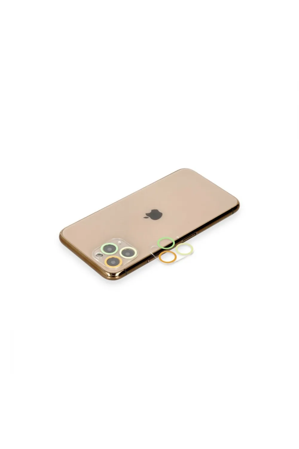 Apple İphone 11 Pro Max Renkli Kamera Lens Koruma Cam - Sarı-turuncu