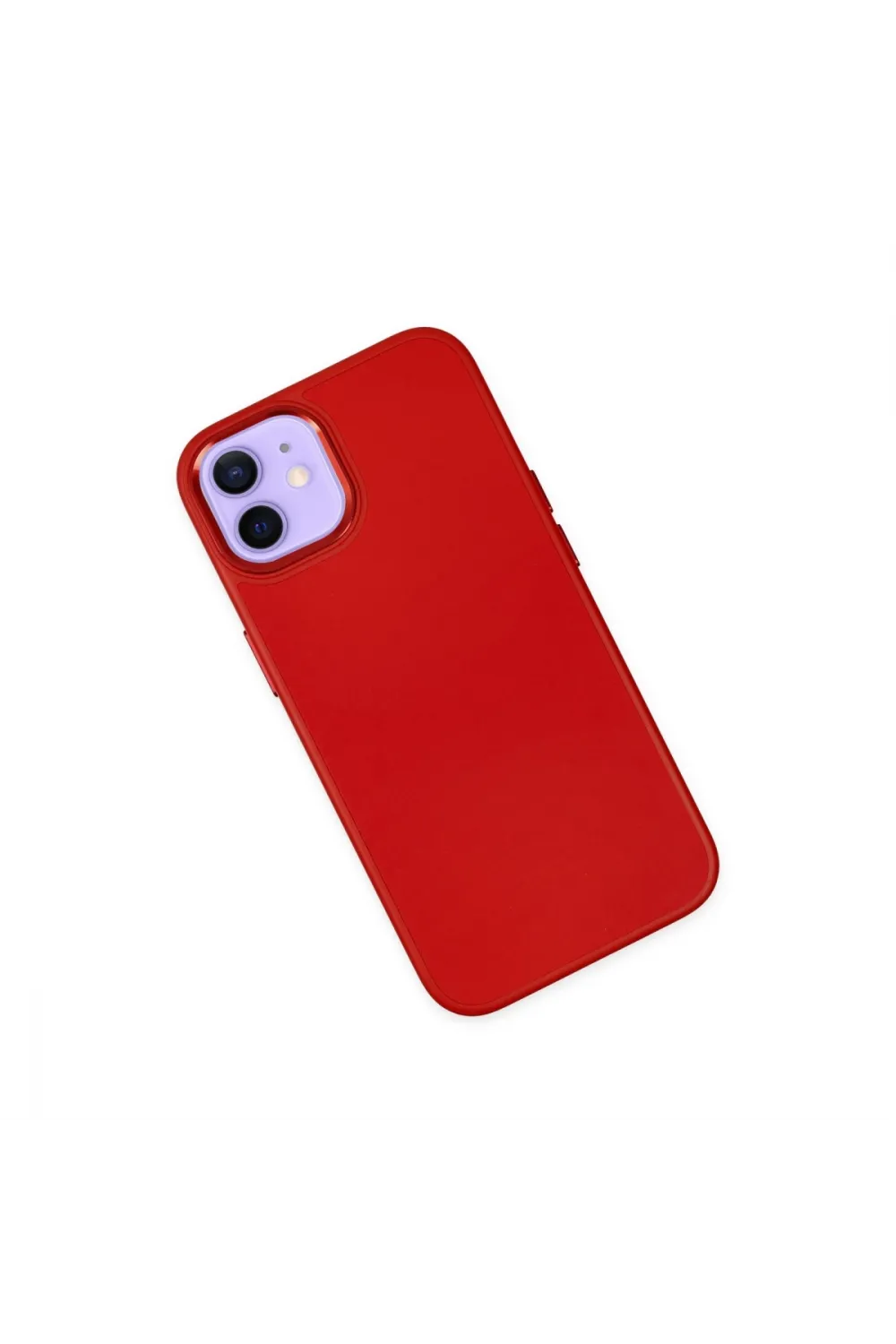 Apple İphone 12 Kılıf Asya Deri Silikon - Kırmızı