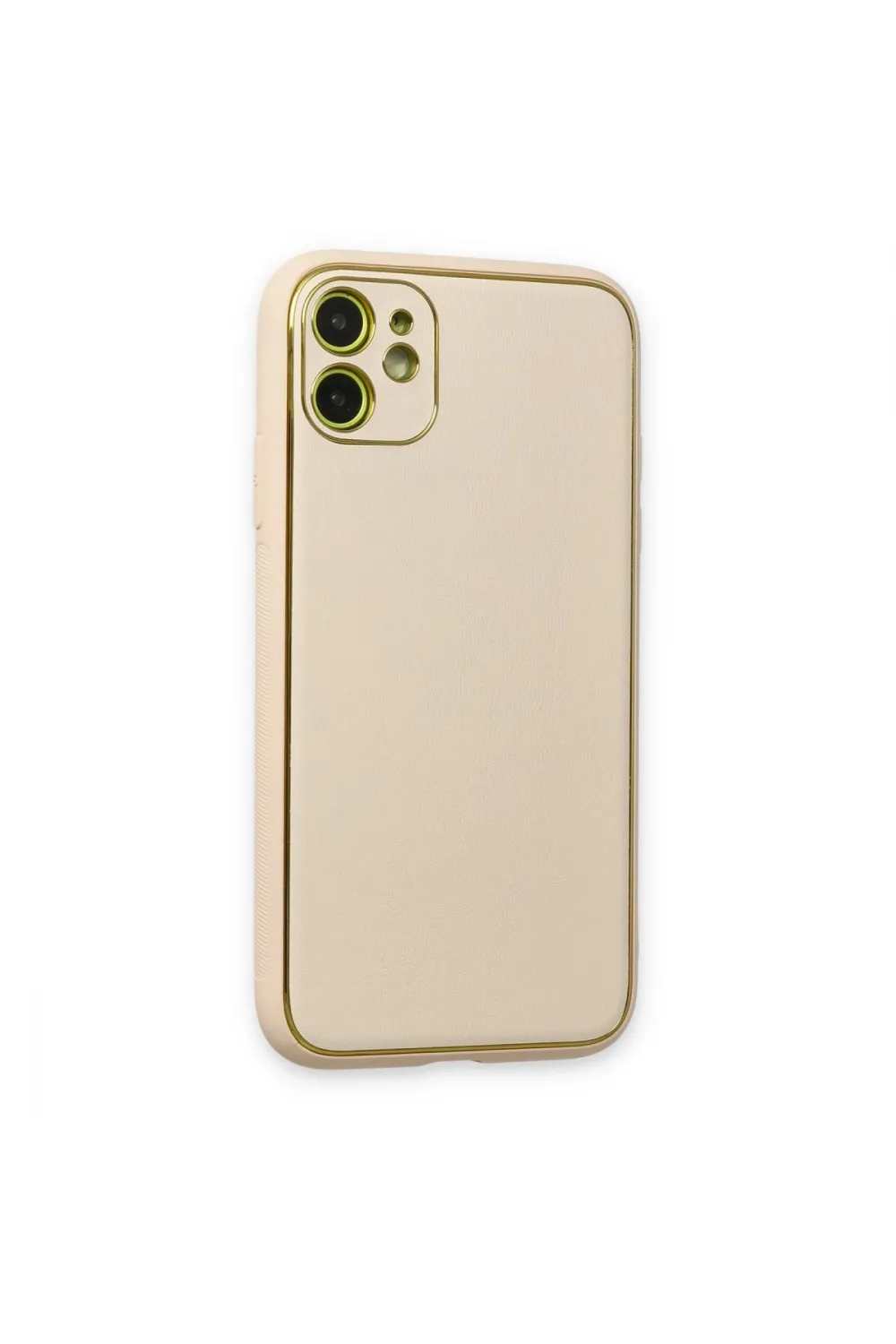 Apple İphone 12 Kılıf Coco Deri Silikon Kapak - Gold