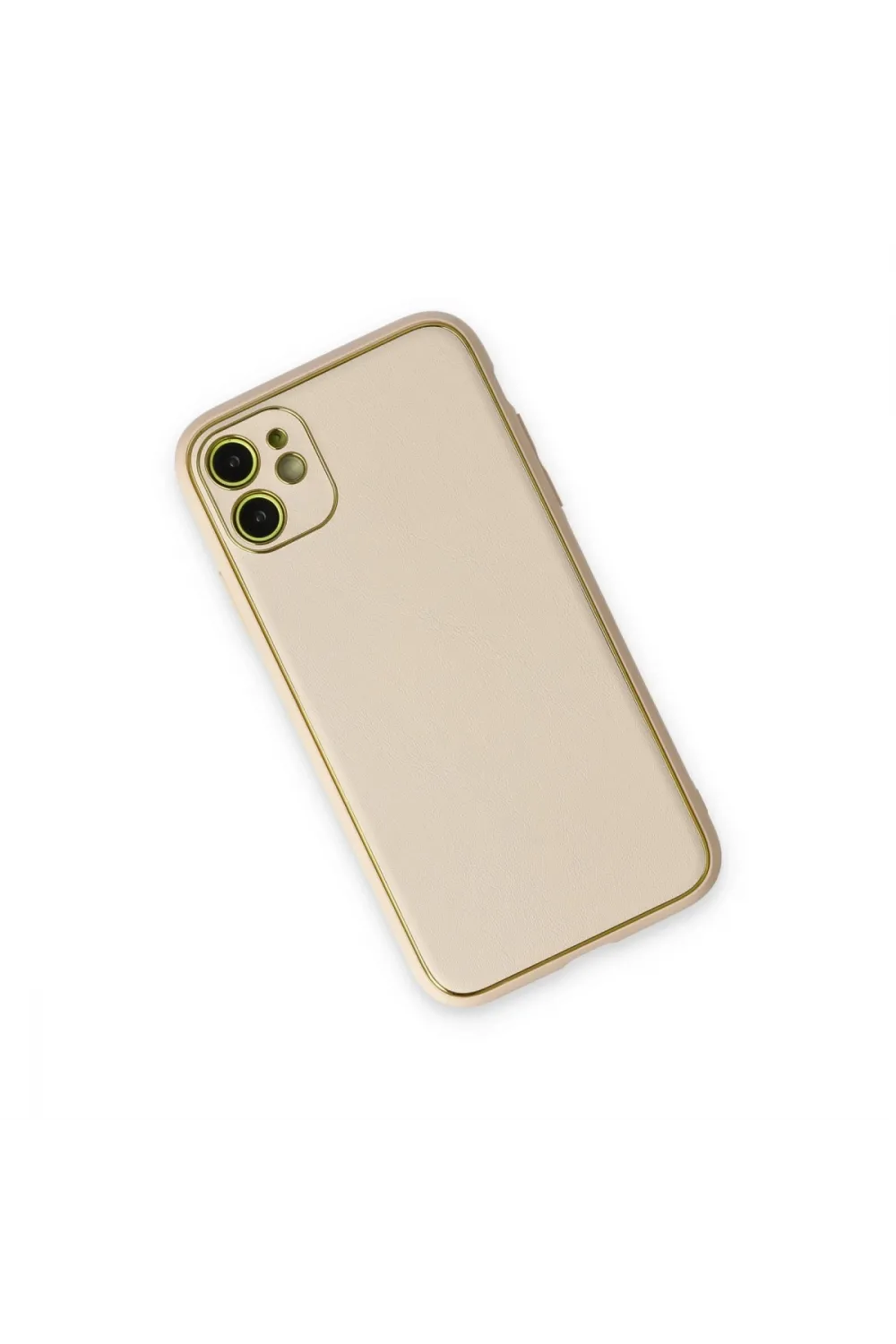 Apple İphone 12 Kılıf Coco Deri Silikon Kapak - Gold