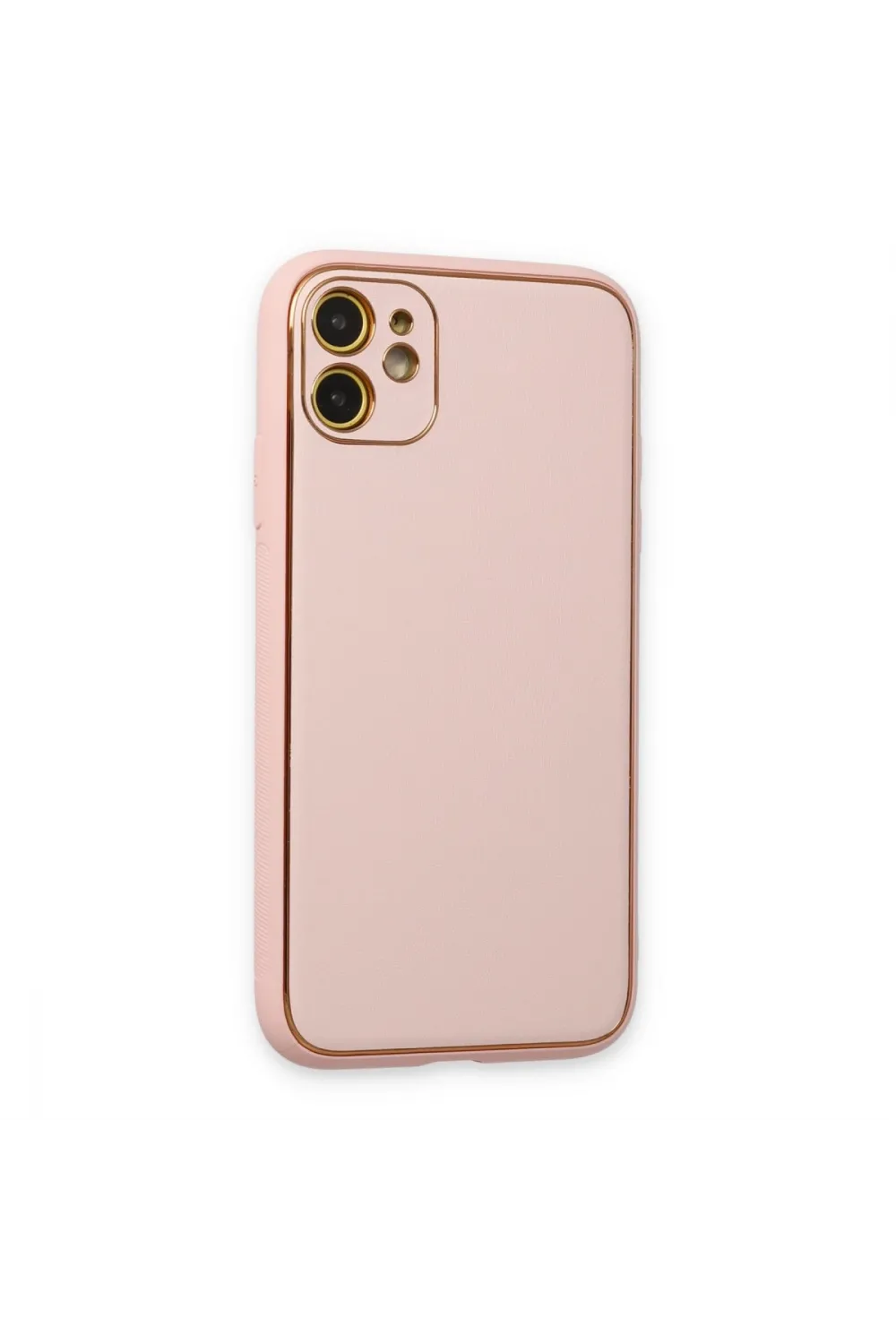 Apple İphone 12 Kılıf Coco Deri Silikon Kapak - Pudra