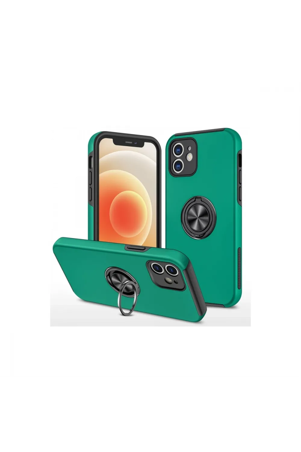 Apple İphone 12 Kılıf Elit Yüzüklü Kapak - Yeşil