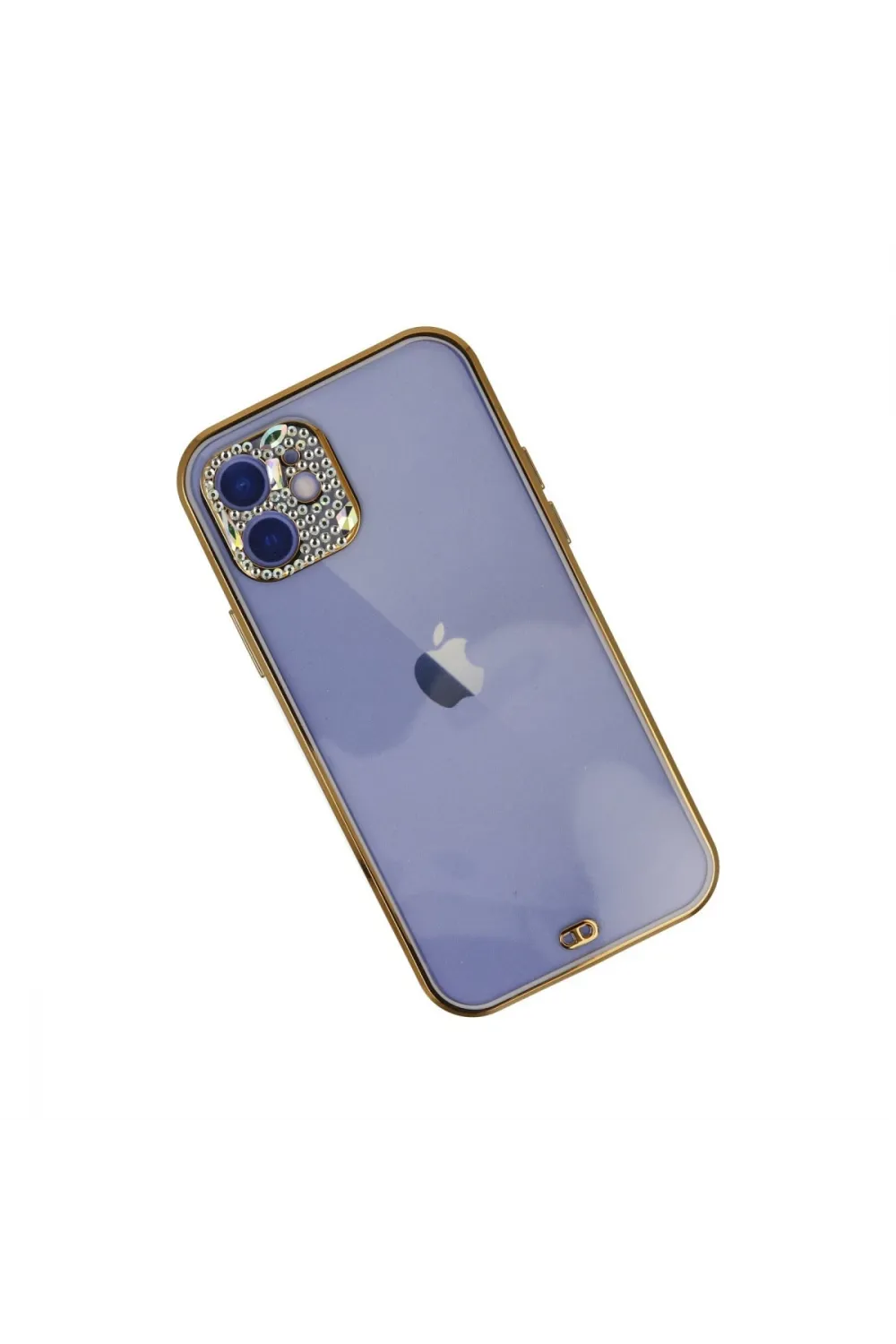Apple İphone 12 Kılıf Liva Taşlı Silikon - Mor
