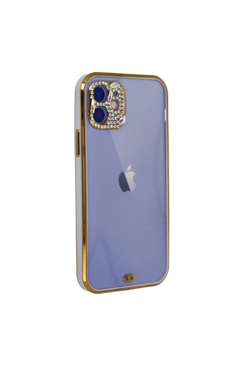 Apple İphone 12 Kılıf Liva Taşlı Silikon - Mor