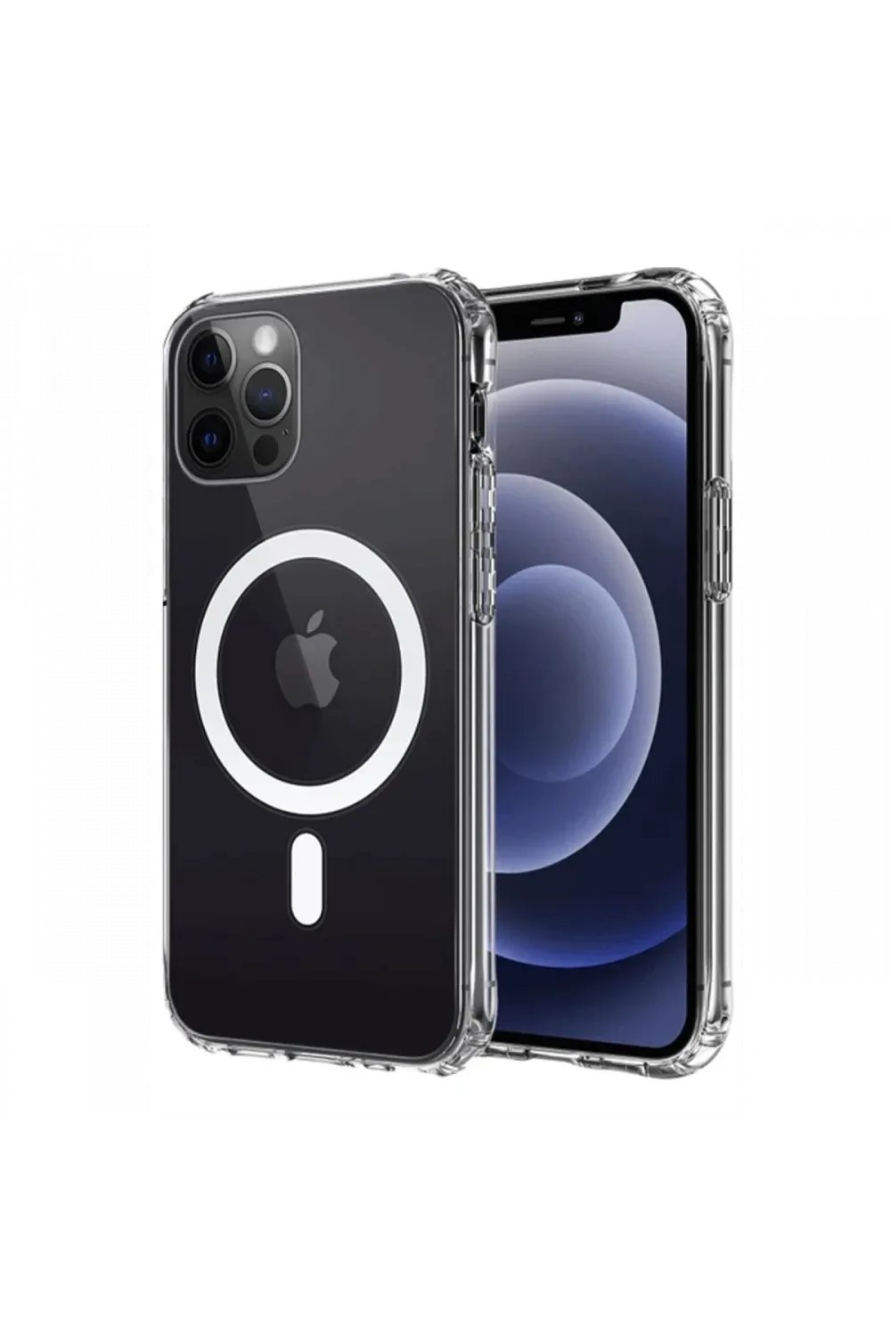Apple iPhone 12 Kılıf Magneticsafe Şeffaf Silikon - Şeffaf