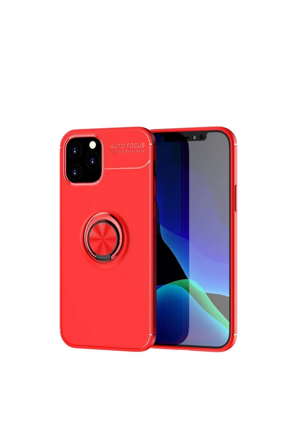Apple İphone 12 Kılıf Range Yüzüklü Silikon - Kırmızı