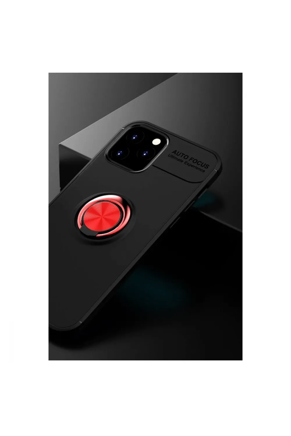 Apple İphone 12 Kılıf Range Yüzüklü Silikon - Siyah-kırmızı