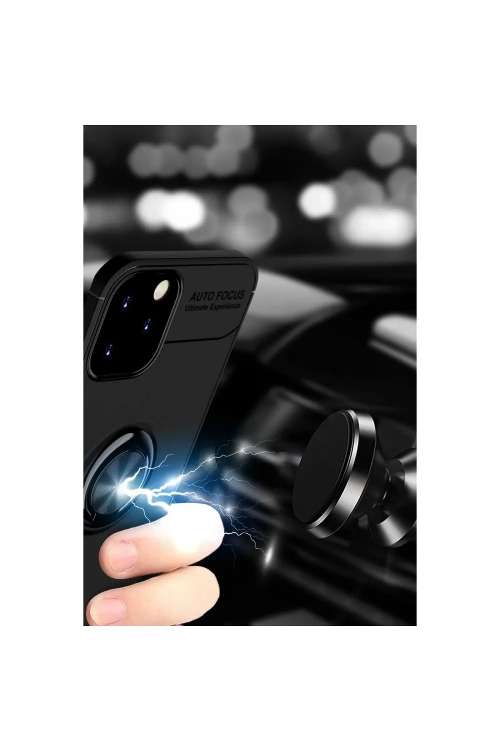 Apple İphone 12 Kılıf Range Yüzüklü Silikon - Siyah-kırmızı