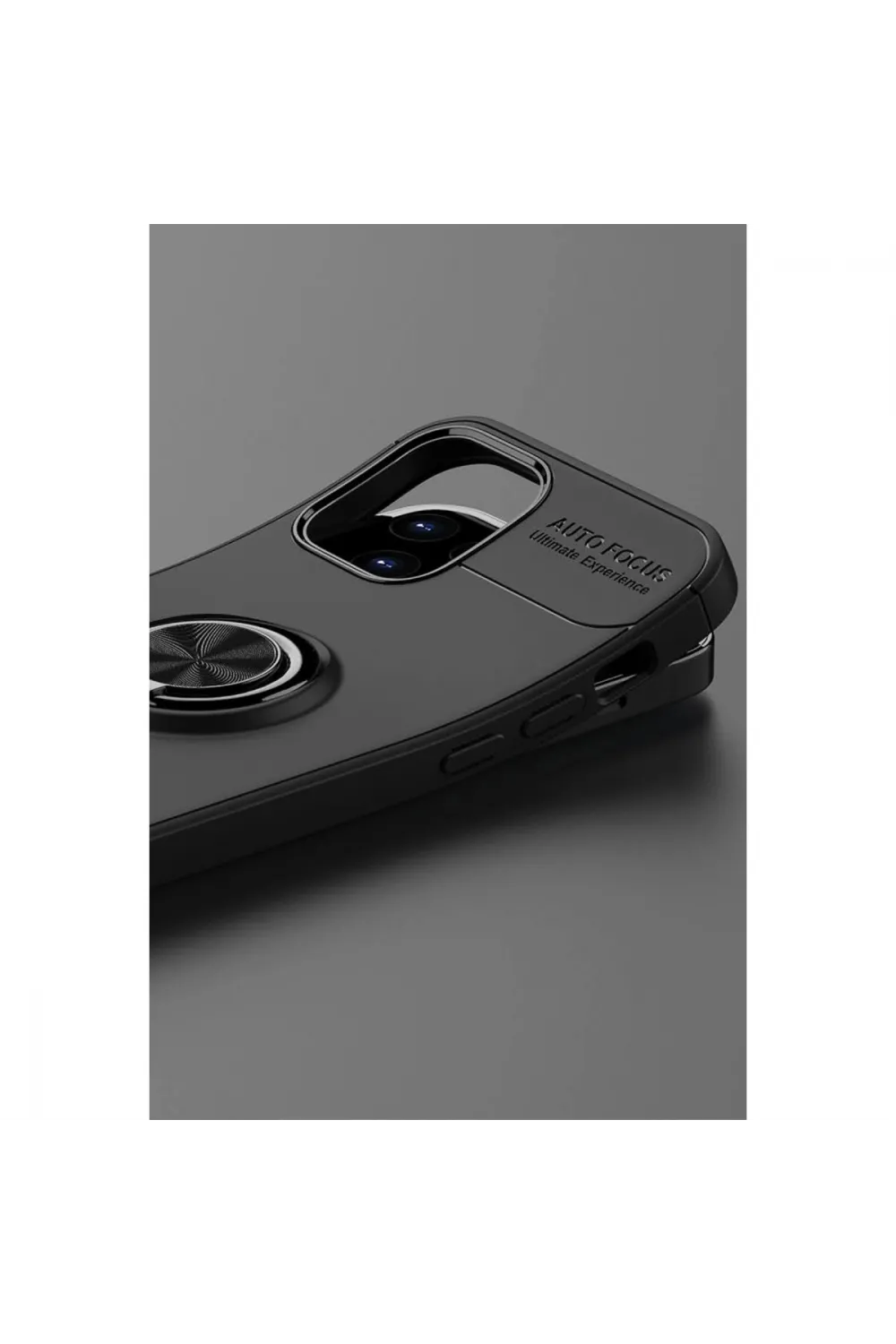 Apple İphone 12 Kılıf Range Yüzüklü Silikon - Siyah-kırmızı