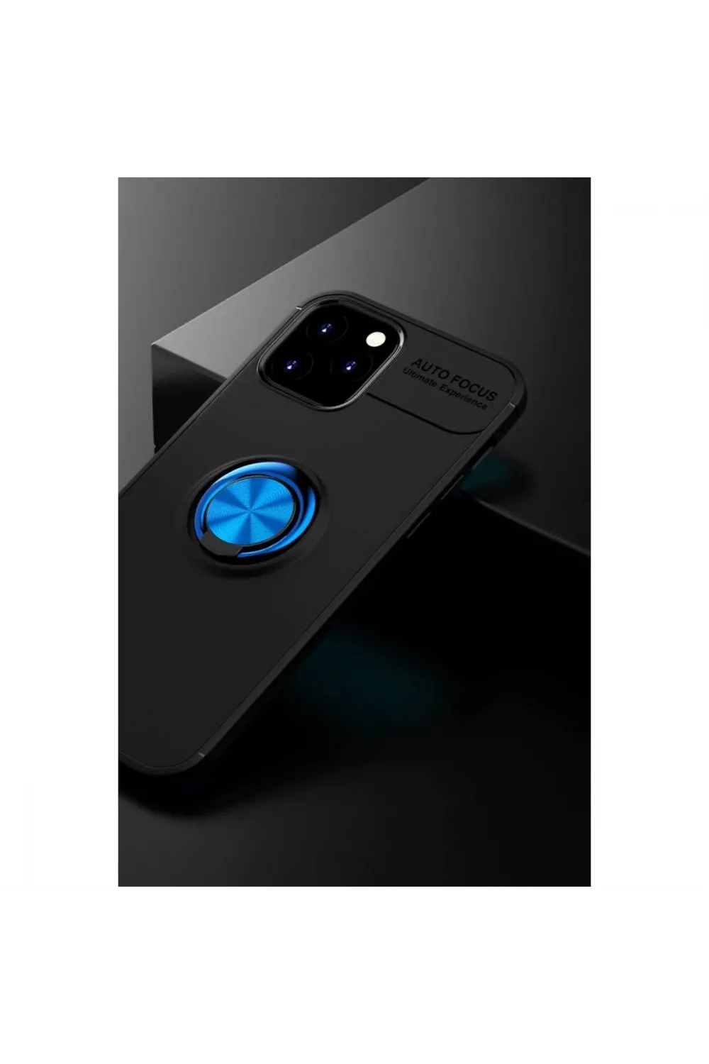 Apple İphone 12 Kılıf Range Yüzüklü Silikon - Siyah-mavi
