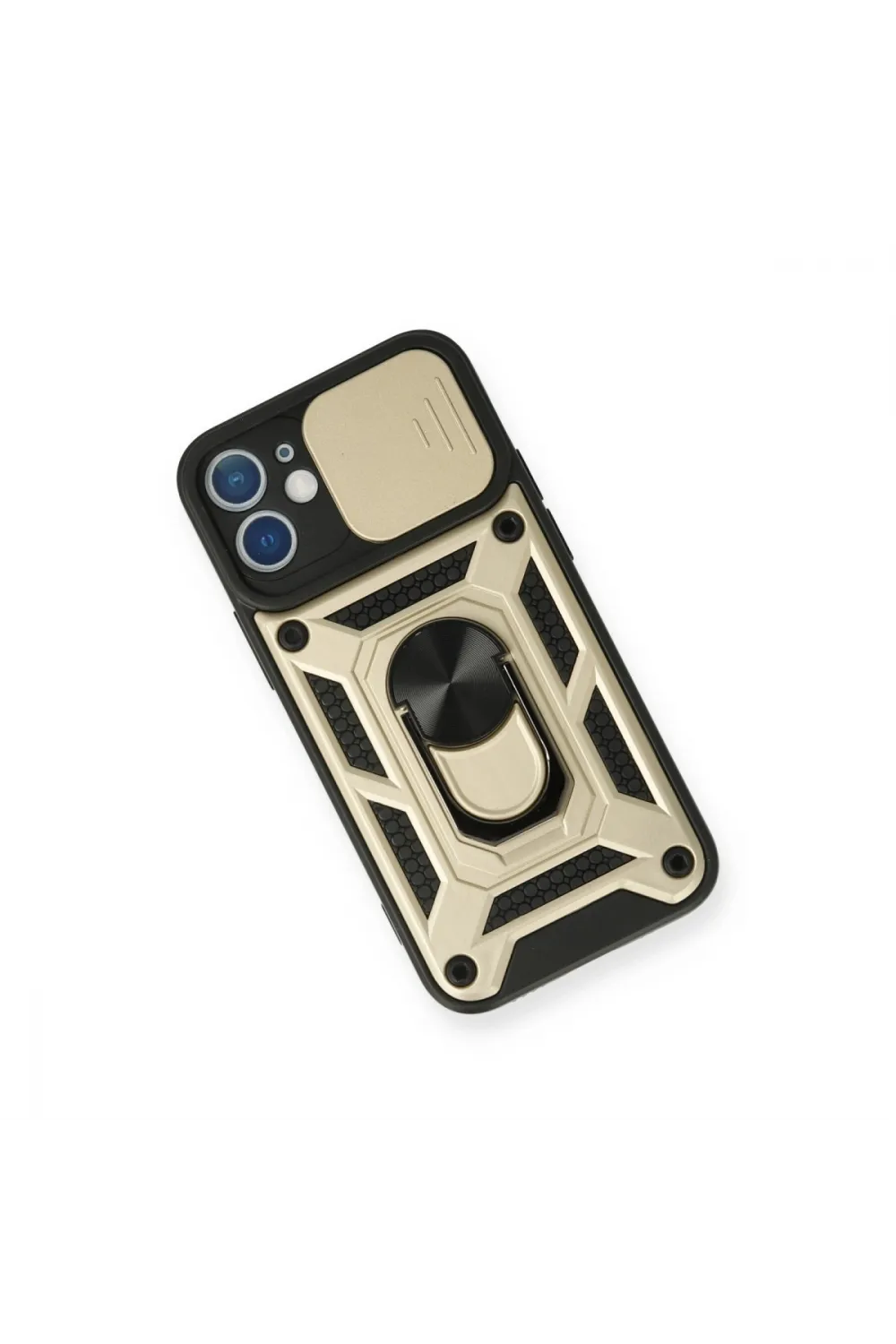 Apple İphone 12 Mini Kılıf Pars Lens Yüzüklü Silikon - Gold