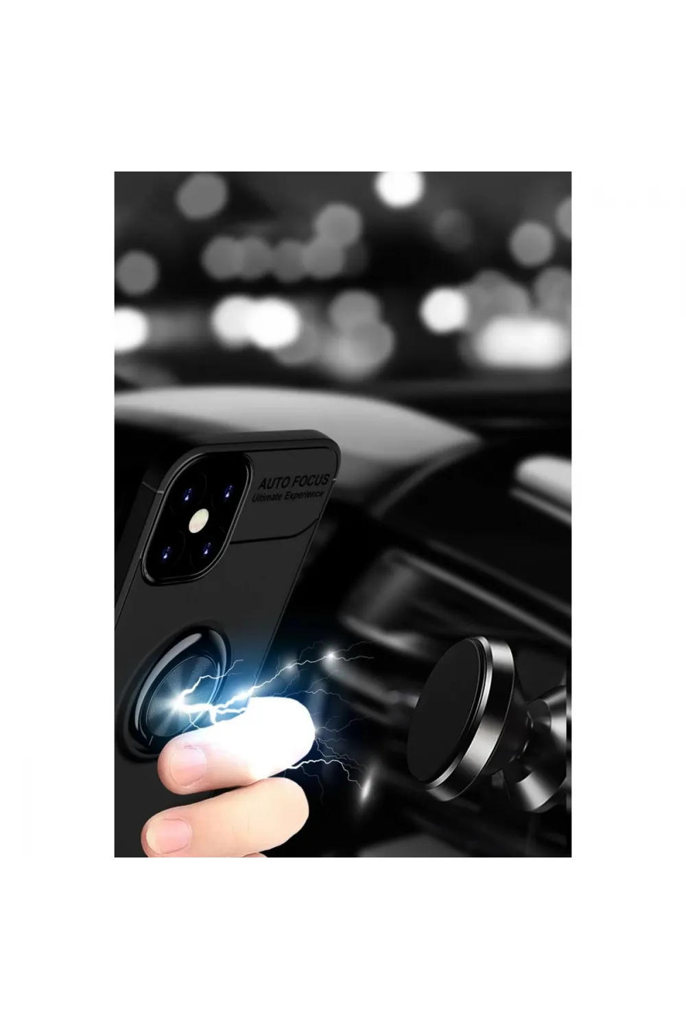 Apple İphone 12 Mini Kılıf Range Yüzüklü Silikon - Siyah-kırmızı