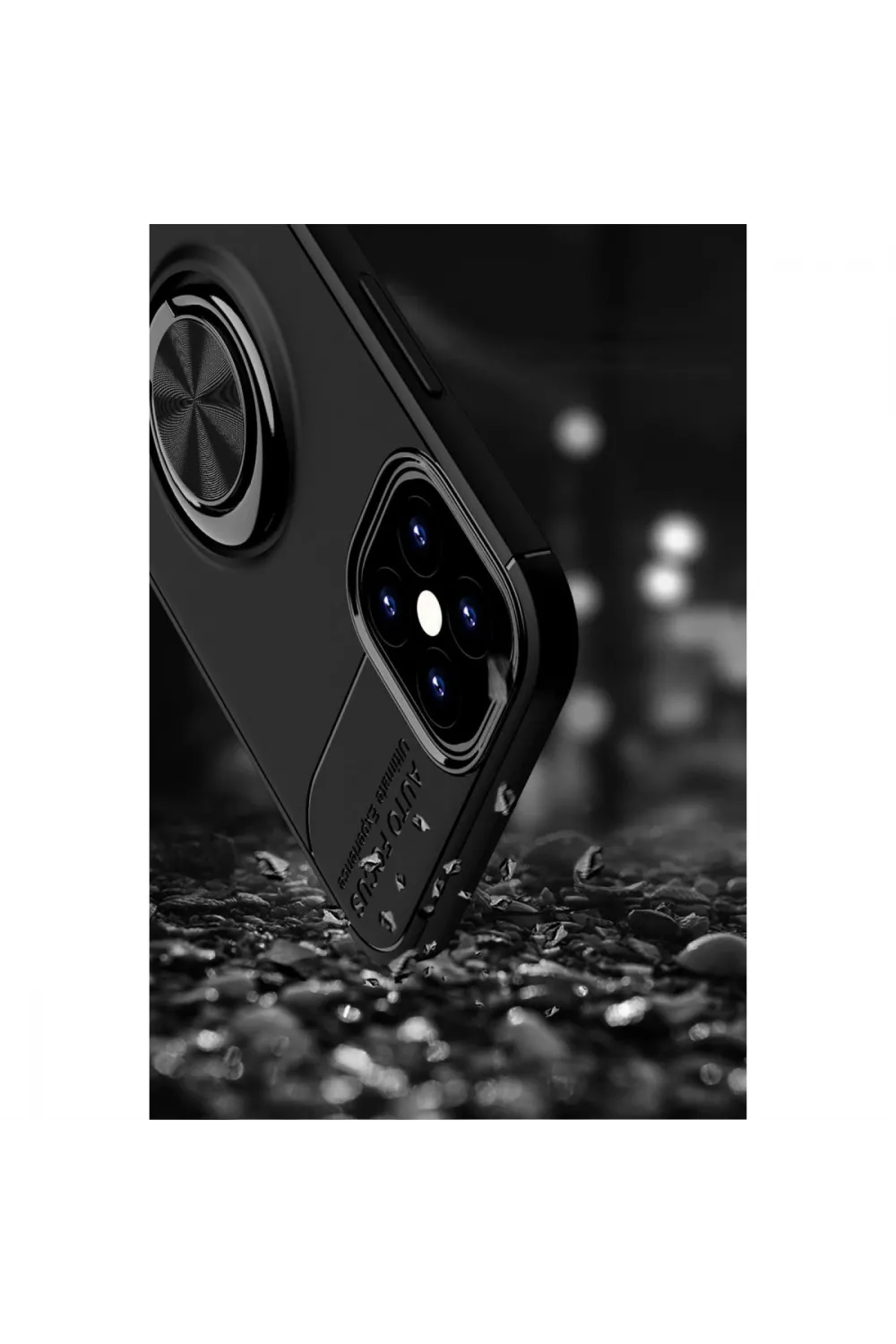 Apple İphone 12 Mini Kılıf Range Yüzüklü Silikon - Siyah-kırmızı
