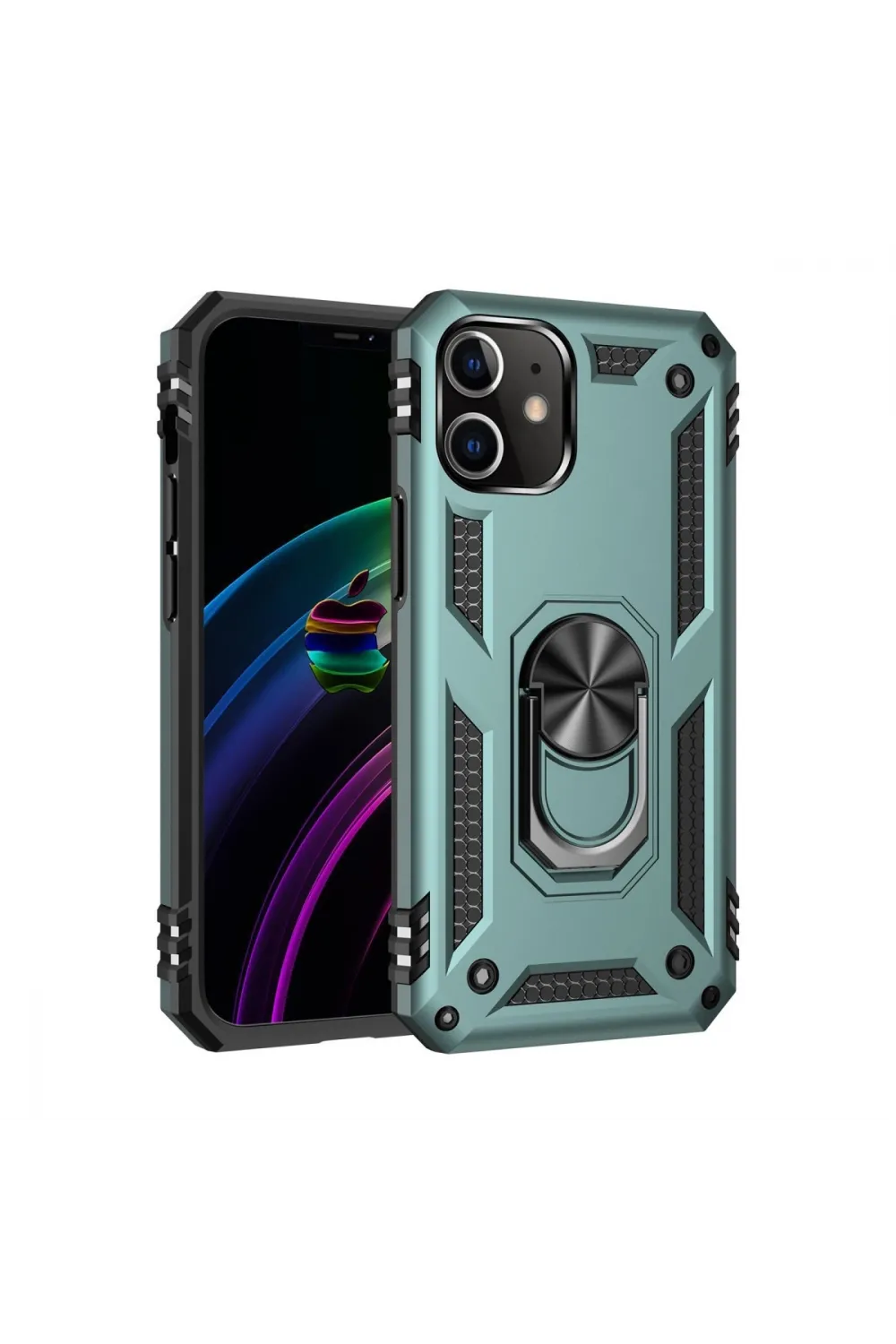 Apple İphone 12 Mini Kılıf Sofya Yüzüklü Silikon Kapak - Yeşil