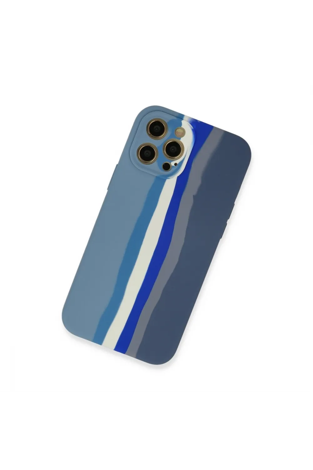 Apple İphone 12 Pro Kılıf Ebruli Lansman Silikon - Mavi-gri