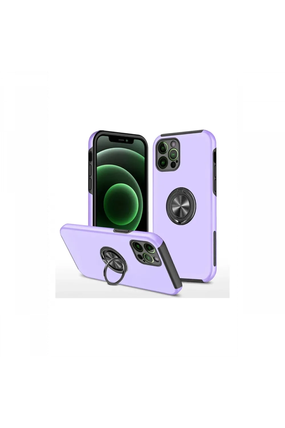 Apple iPhone 12 Pro Kılıf Elit Yüzüklü Kapak - Mor