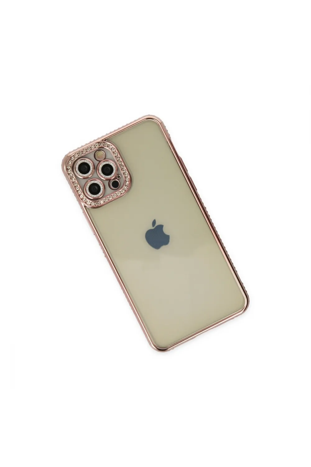 Apple İphone 12 Pro Kılıf Joke Taşlı Silikon - Pembe