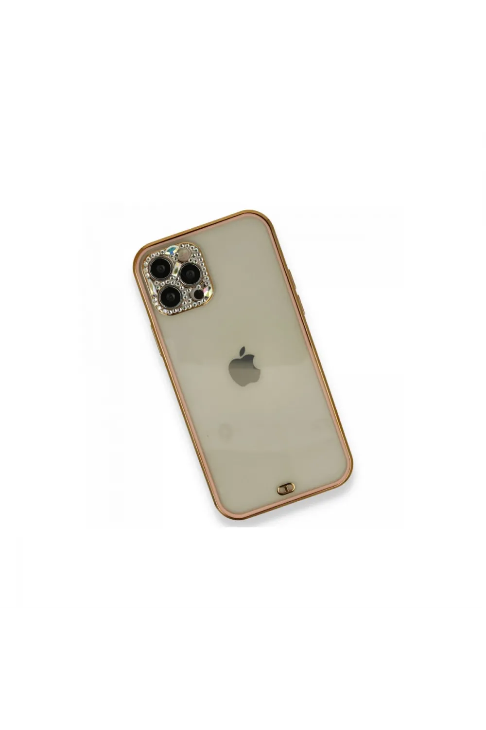 Apple İphone 12 Pro Kılıf Liva Taşlı Silikon - Pembe