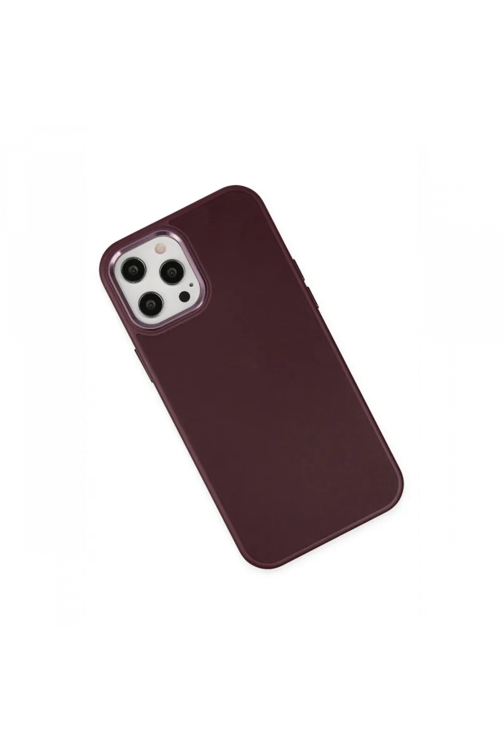 Apple iPhone 12 Pro Max Kılıf Asya Deri Silikon - Mürdüm