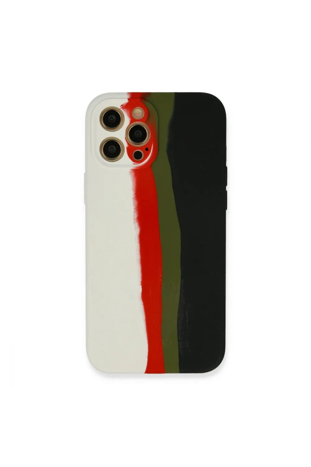 Apple İphone 12 Pro Max Kılıf Ebruli Lansman Silikon - Beyaz-siyah