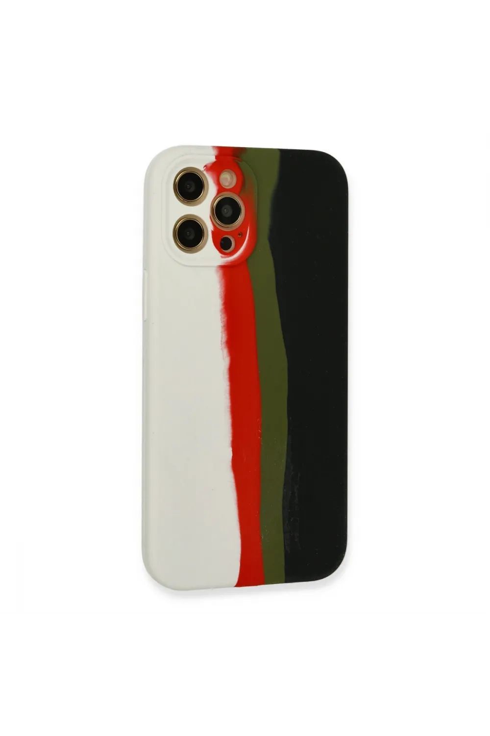 Apple İphone 12 Pro Max Kılıf Ebruli Lansman Silikon - Beyaz-siyah
