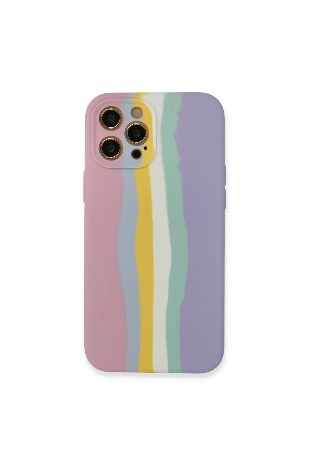 Apple İphone 12 Pro Max Kılıf Ebruli Lansman Silikon - Pembe-lila