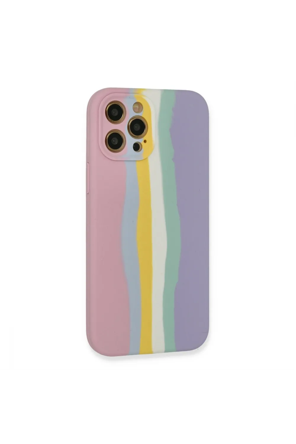 Apple İphone 12 Pro Max Kılıf Ebruli Lansman Silikon - Pembe-lila