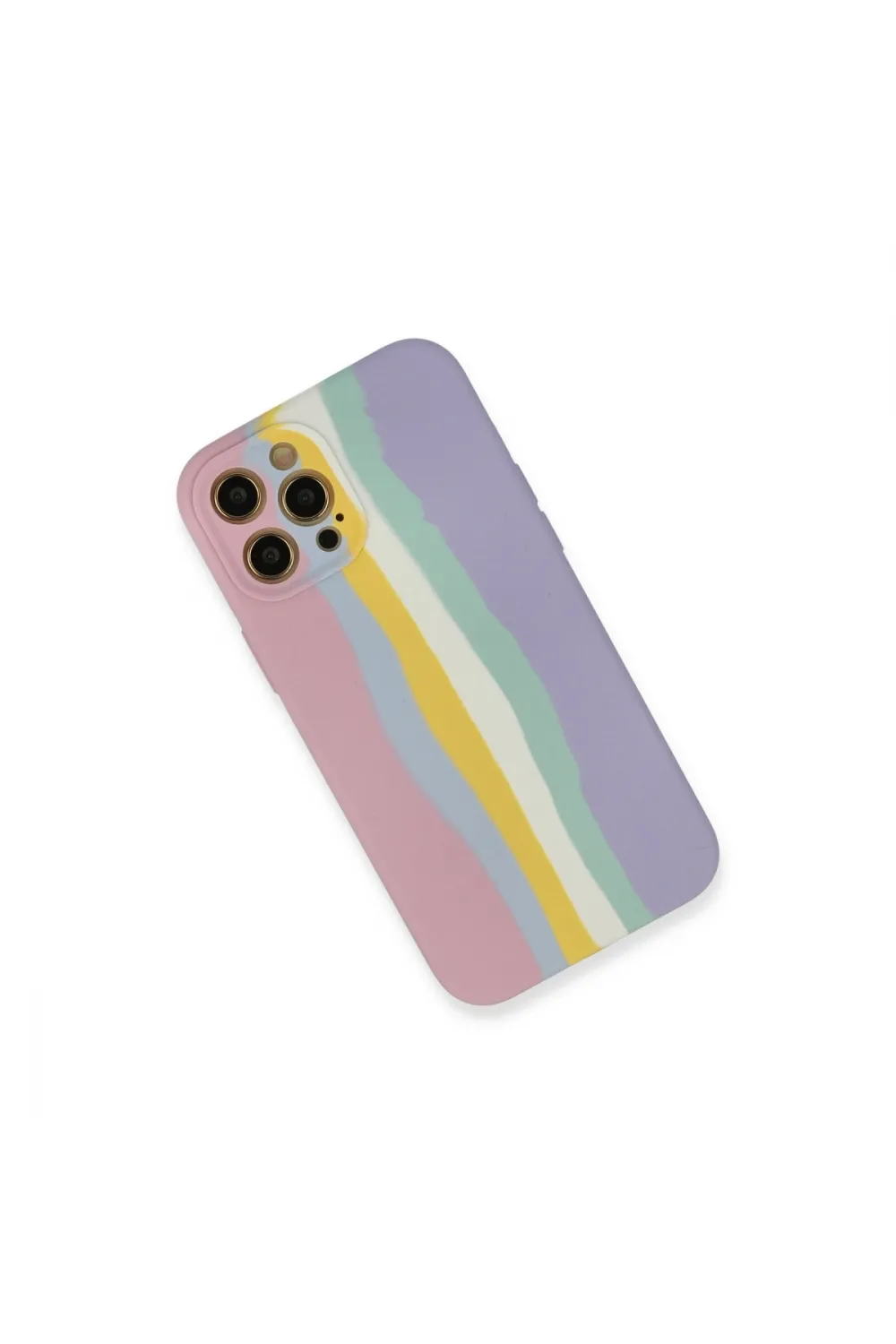 Apple İphone 12 Pro Max Kılıf Ebruli Lansman Silikon - Pembe-lila