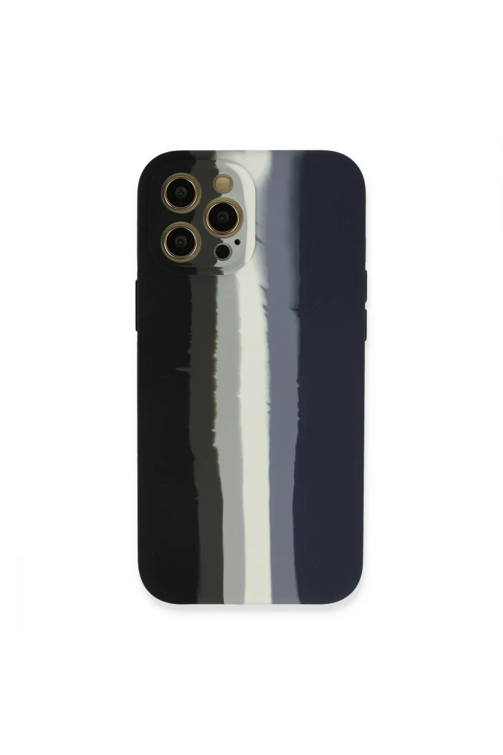 Apple İphone 12 Pro Max Kılıf Ebruli Lansman Silikon - Siyah-lacivert
