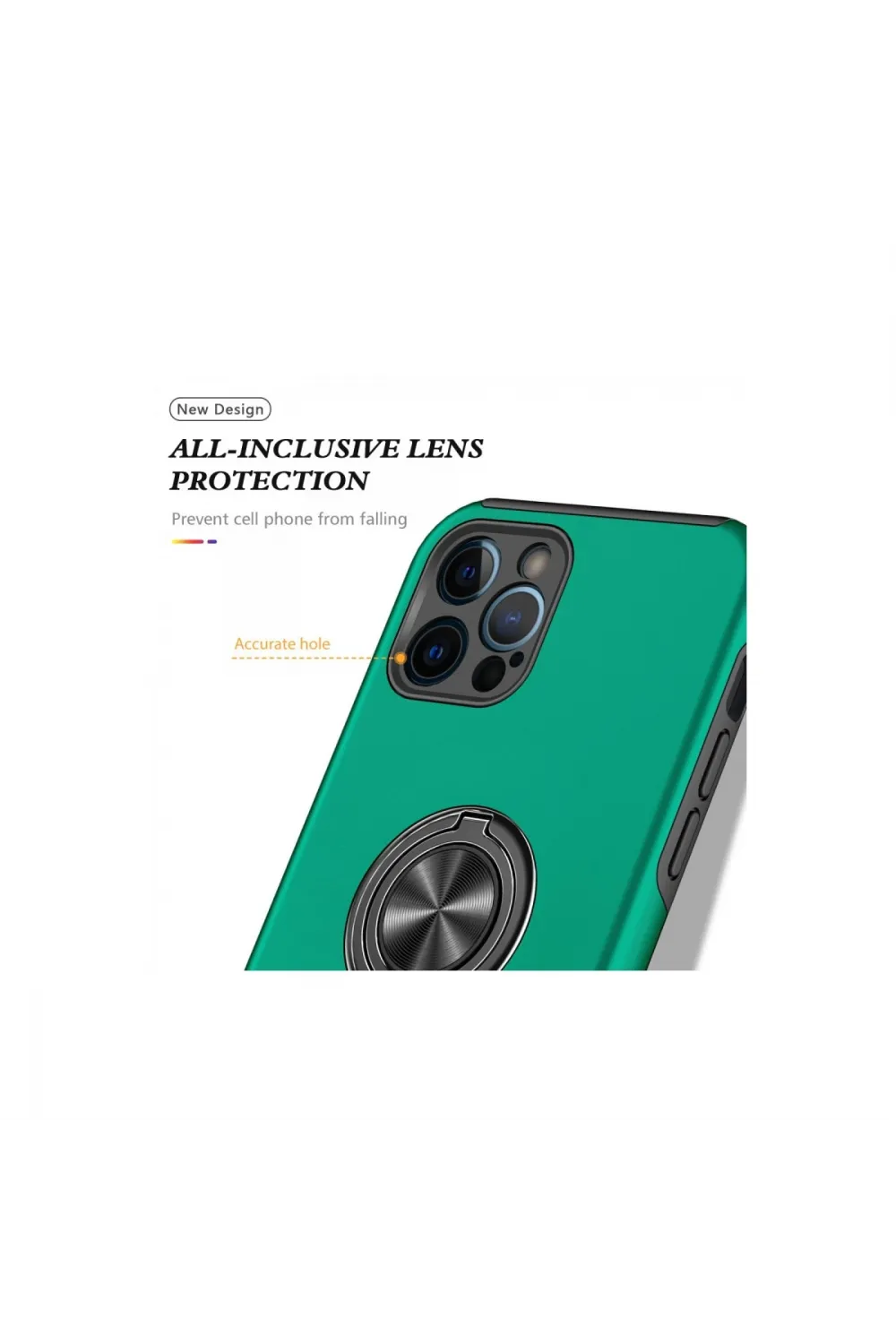 Apple İphone 12 Pro Max Kılıf Elit Yüzüklü Kapak - Yeşil
