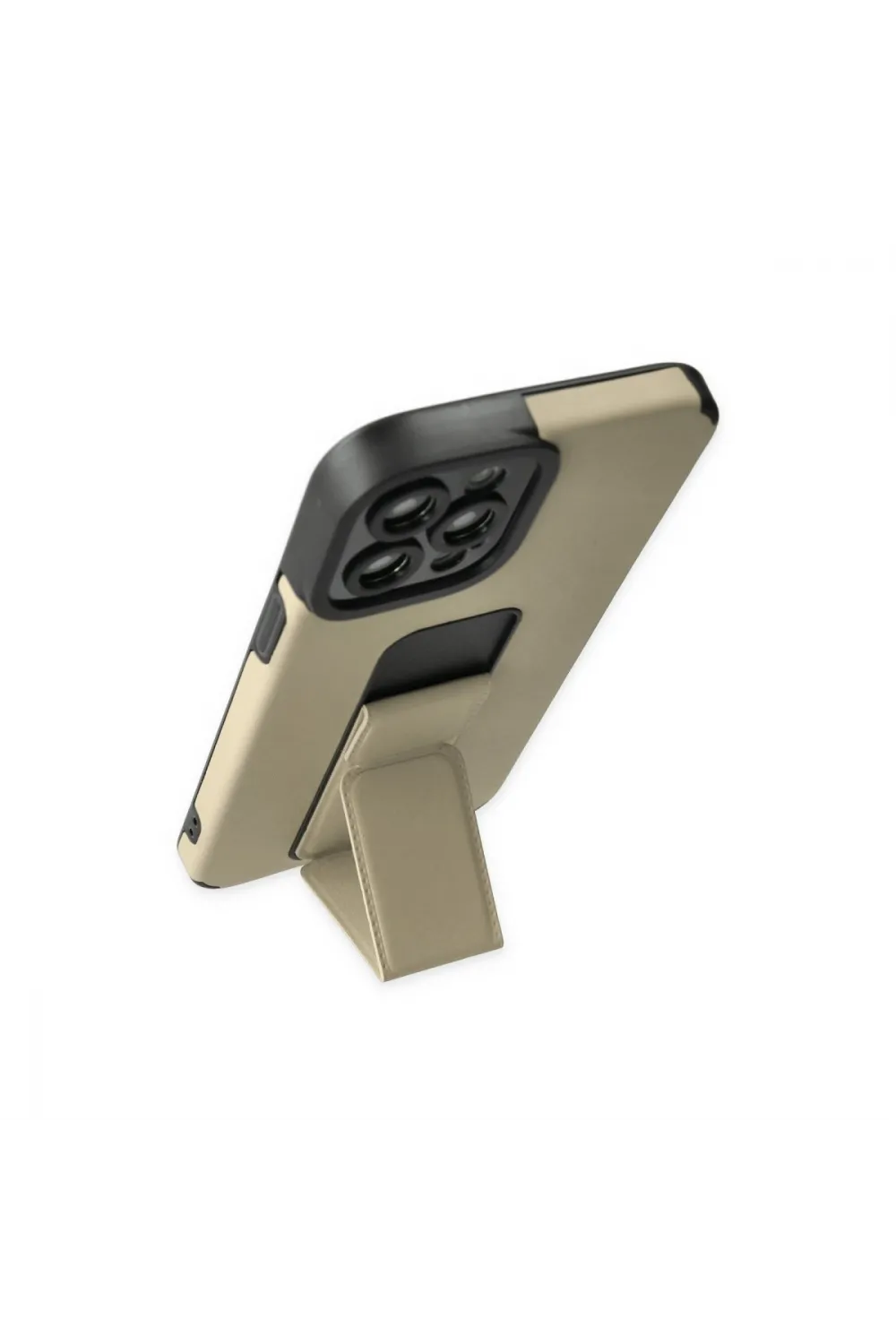 Apple İphone 12 Pro Max Kılıf Mega Standlı Silikon - Gold