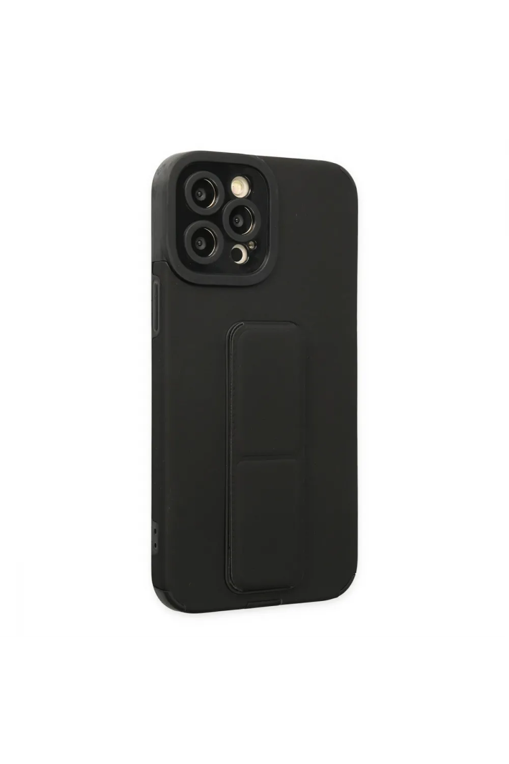 Apple İphone 12 Pro Max Kılıf Mega Standlı Silikon - Siyah