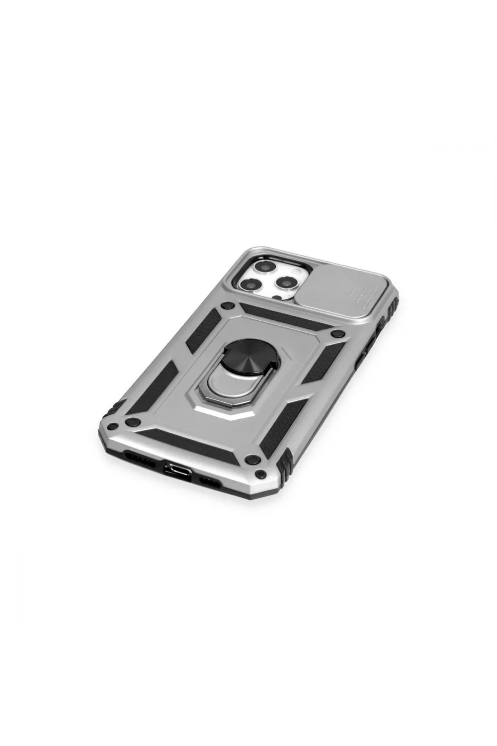 Apple İphone 12 Pro Max Kılıf Pars Lens Yüzüklü Silikon - Gümüş