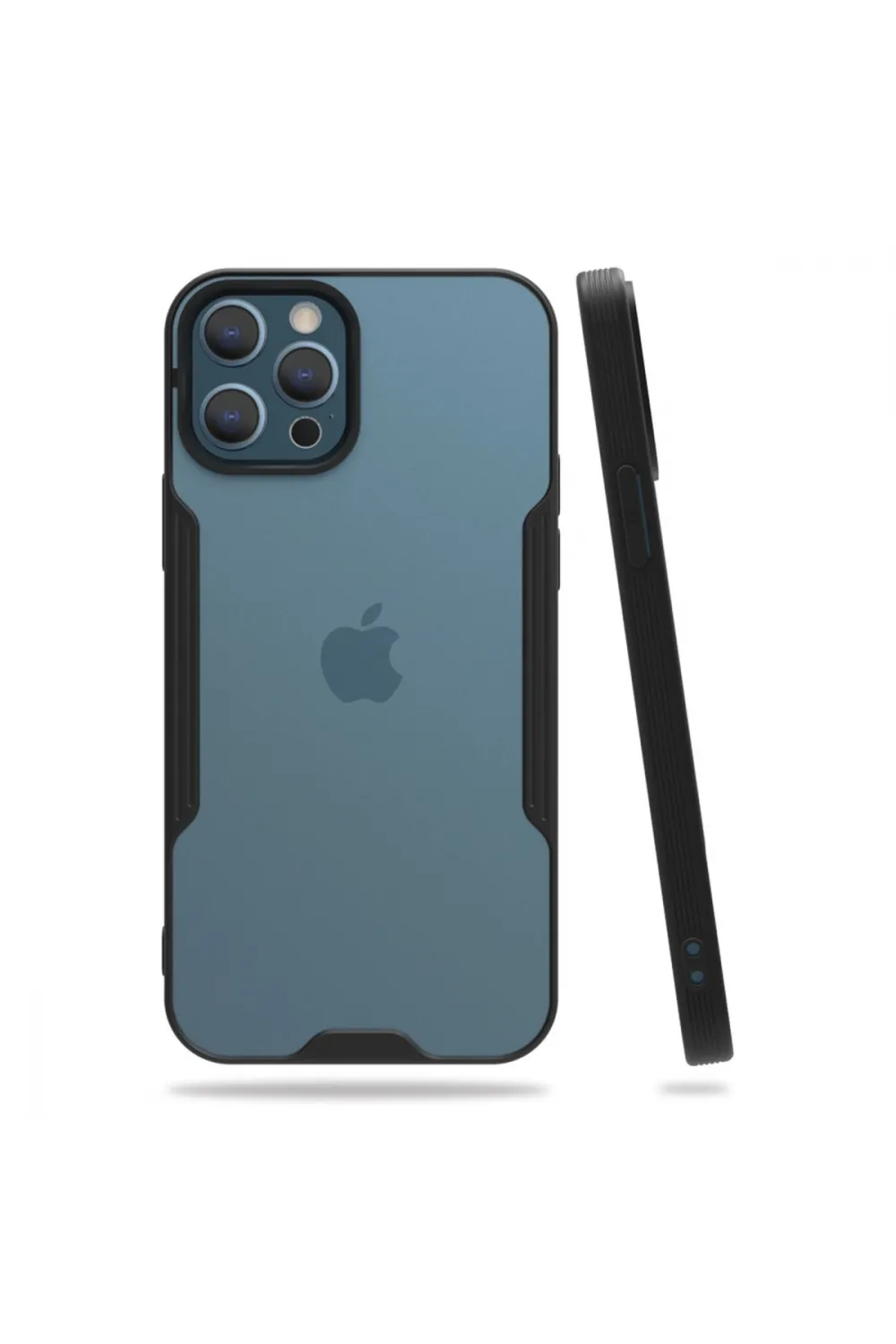 Apple İphone 12 Pro Max Kılıf Platin Silikon - Siyah