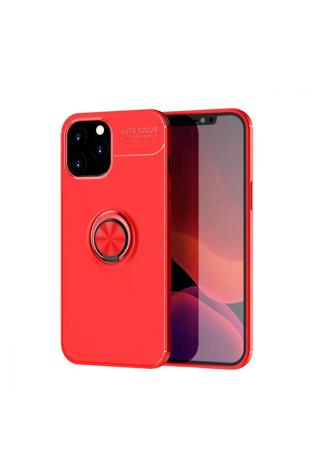 Apple İphone 12 Pro Max Kılıf Range Yüzüklü Silikon - Kırmızı
