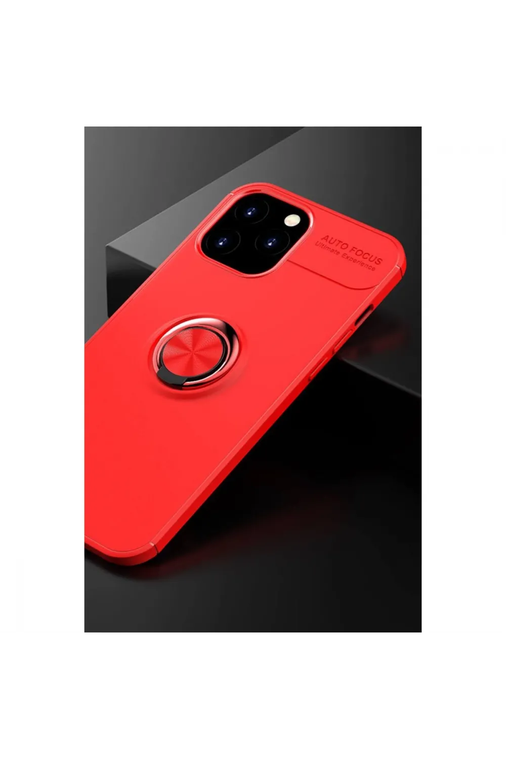 Apple İphone 12 Pro Max Kılıf Range Yüzüklü Silikon - Kırmızı