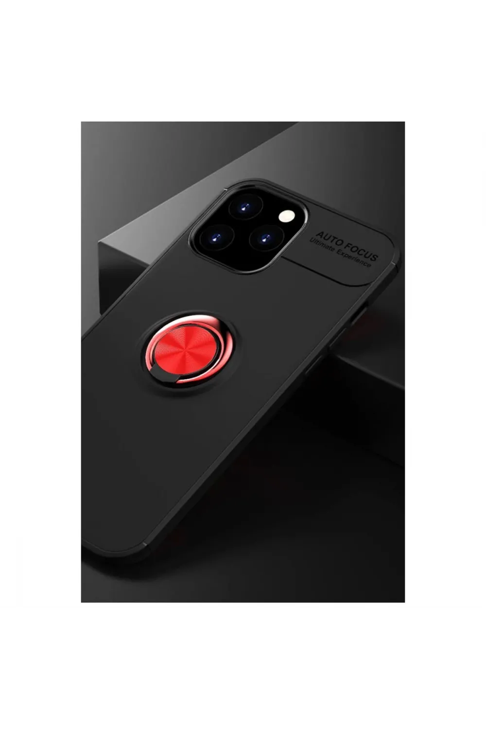 Apple İphone 12 Pro Max Kılıf Range Yüzüklü Silikon - Siyah-kırmızı