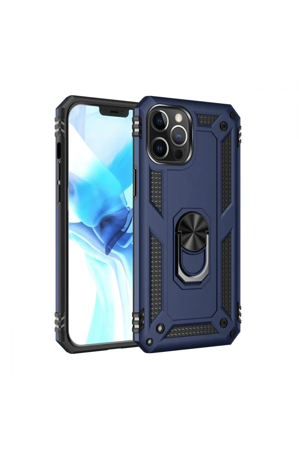Apple İphone 12 Pro Max Kılıf Sofya Yüzüklü Silikon Kapak - Lacivert