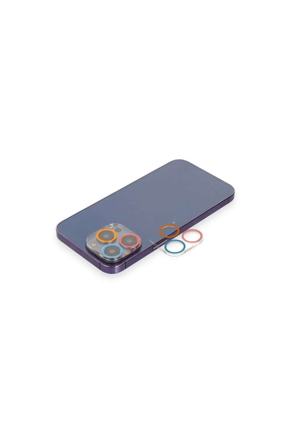 Apple İphone 12 Pro Max Renkli Kamera Lens Koruma Cam - Pembe-mavi