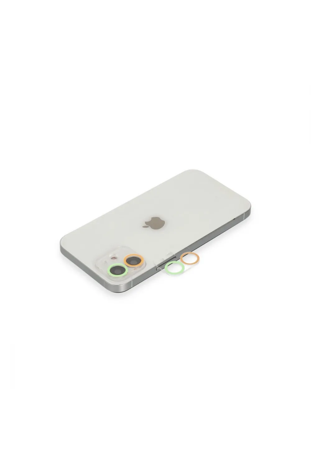 Apple İphone 12 Renkli Kamera Lens Koruma Cam - Turuncu-yeşil