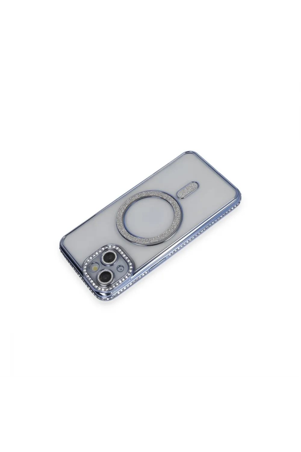 Apple İphone 13 Kılıf Joke Simli Magneticsafe Kılıf - Mavi