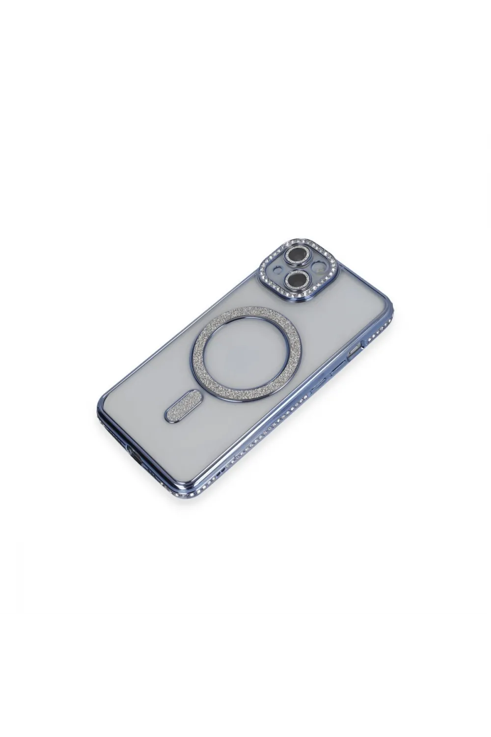 Apple İphone 13 Kılıf Joke Simli Magneticsafe Kılıf - Mavi
