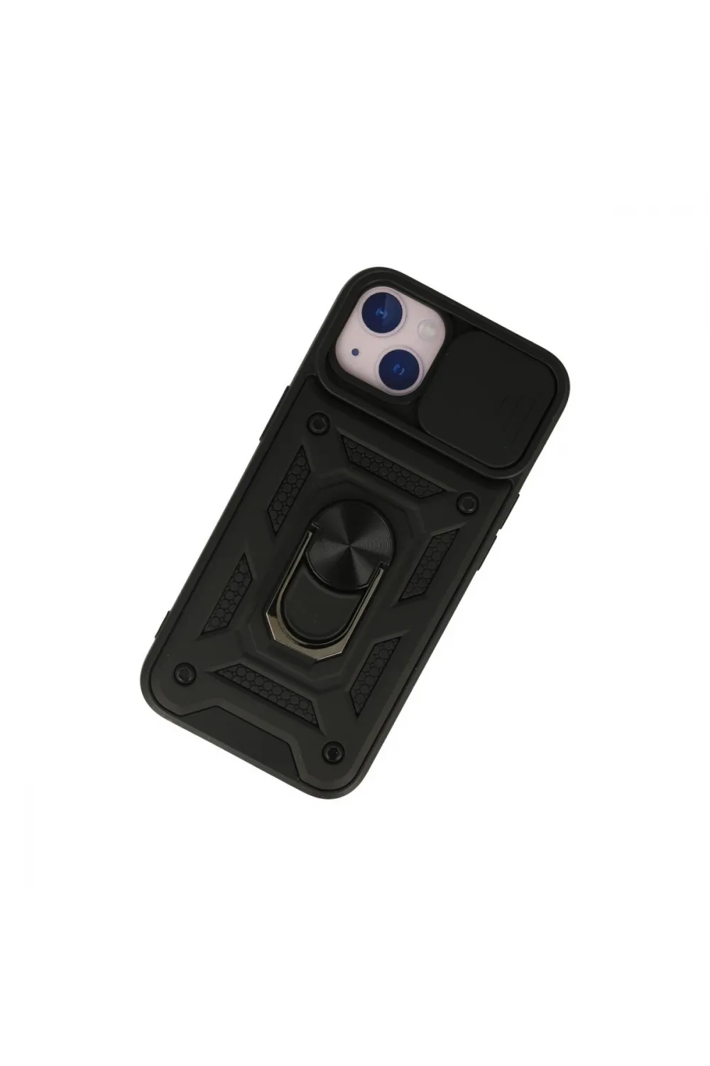 Apple İphone 13 Kılıf Pars Lens Yüzüklü Silikon - Siyah
