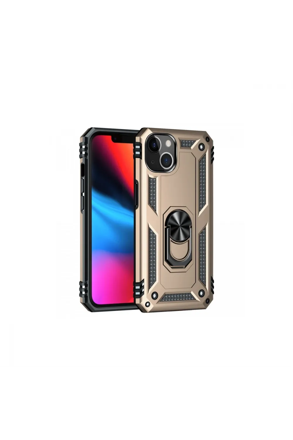 Apple İphone 13 Kılıf Sofya Yüzüklü Silikon Kapak - Gold