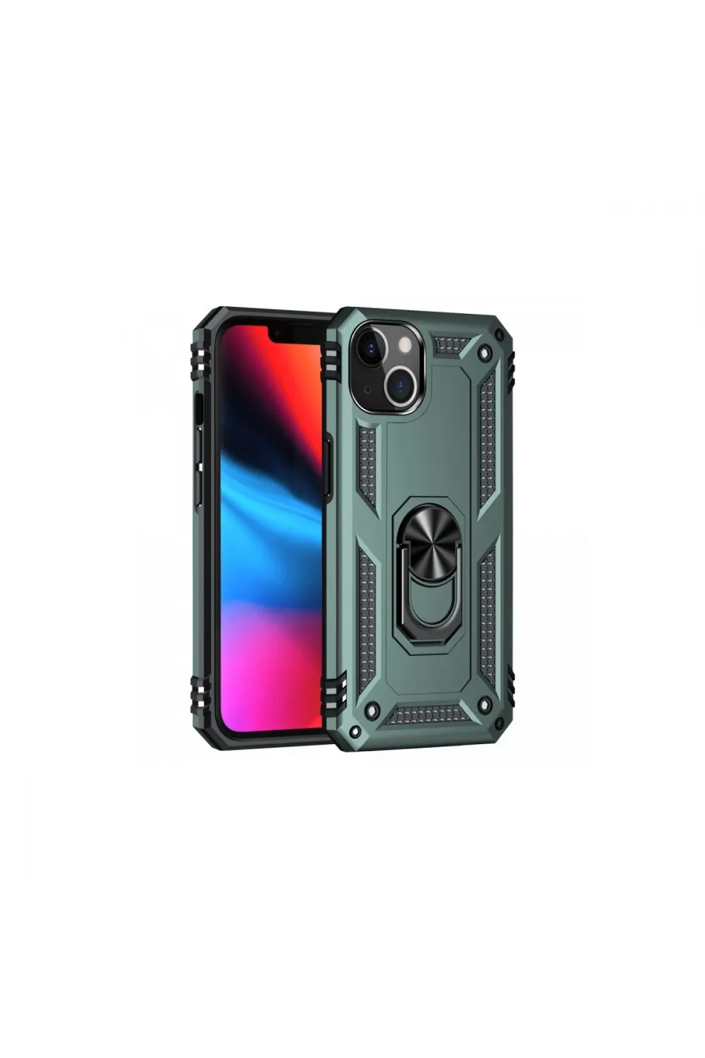 Apple İphone 13 Kılıf Sofya Yüzüklü Silikon Kapak - Yeşil