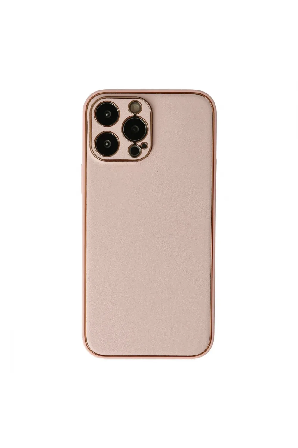Apple İphone 13 Pro Kılıf Coco Deri Silikon Kapak - Pudra