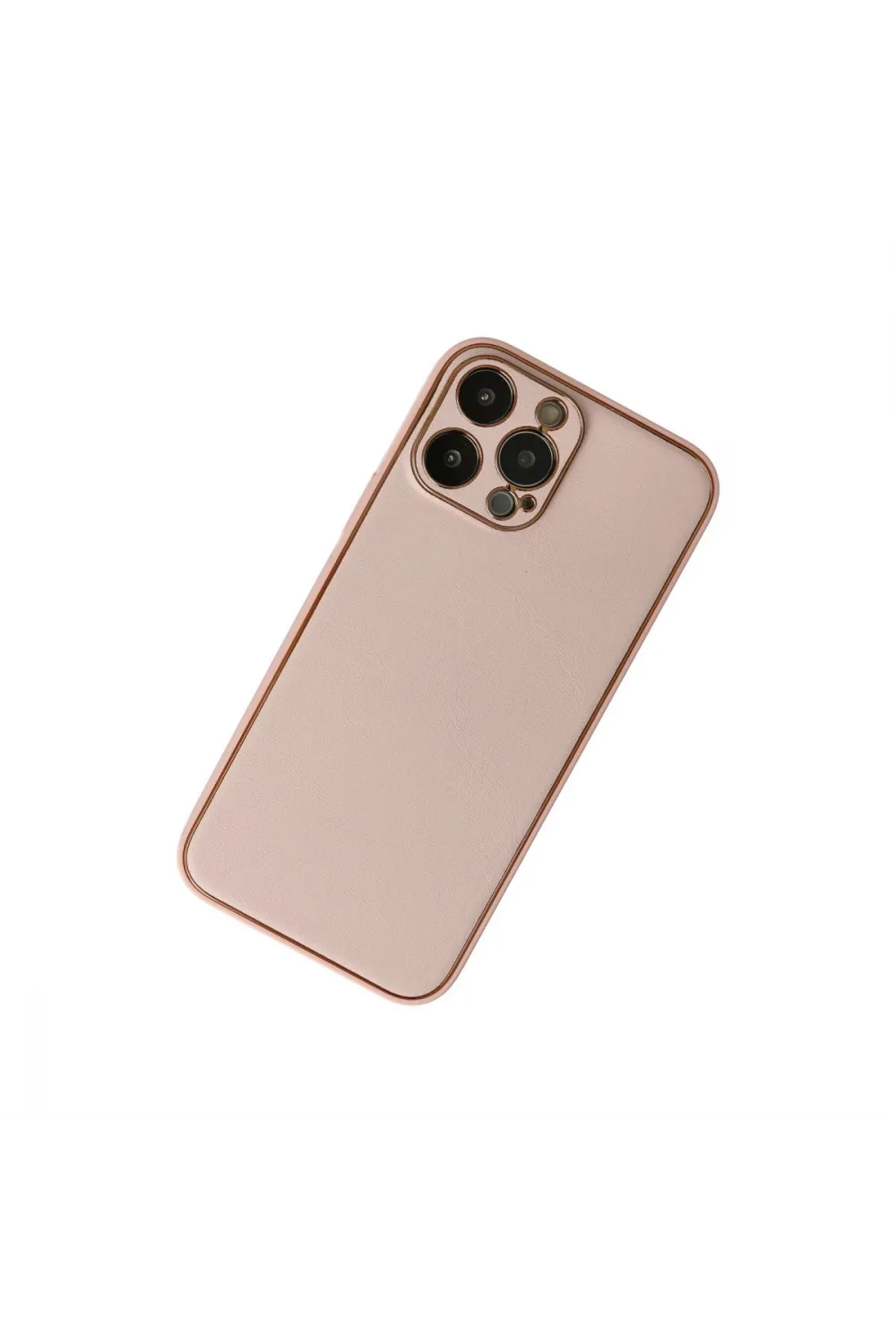 Apple İphone 13 Pro Kılıf Coco Deri Silikon Kapak - Pudra