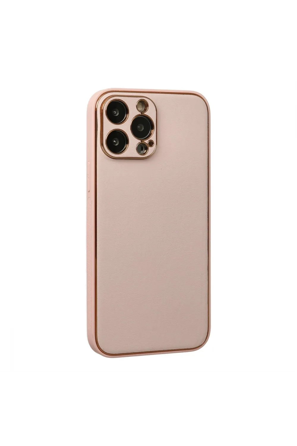 Apple İphone 13 Pro Kılıf Coco Deri Silikon Kapak - Pudra